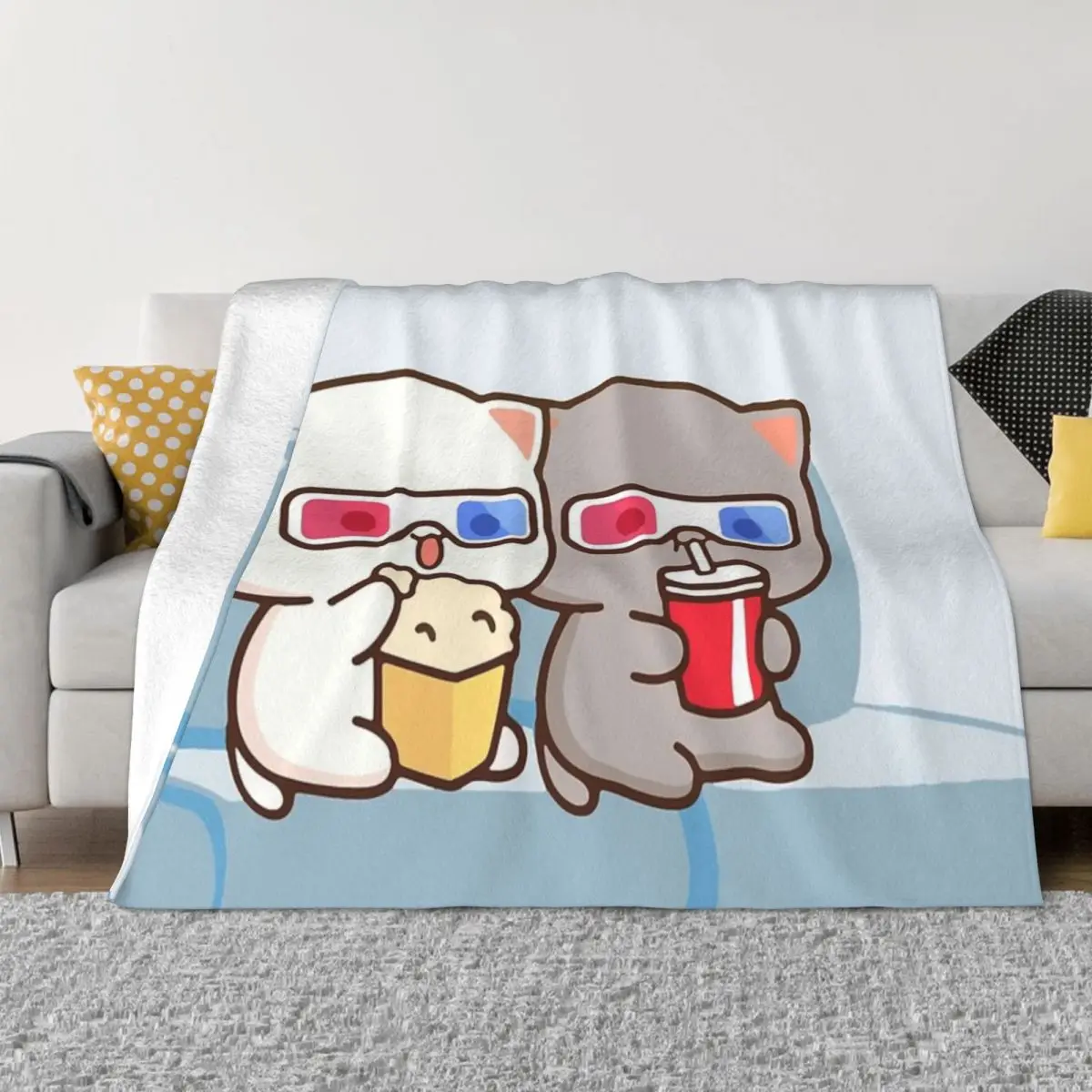 

Peach and Goma Watching a movie Blankets 3D Print Warm Flannel Throw Blanket for Bedding Travel Sofa Quilt
