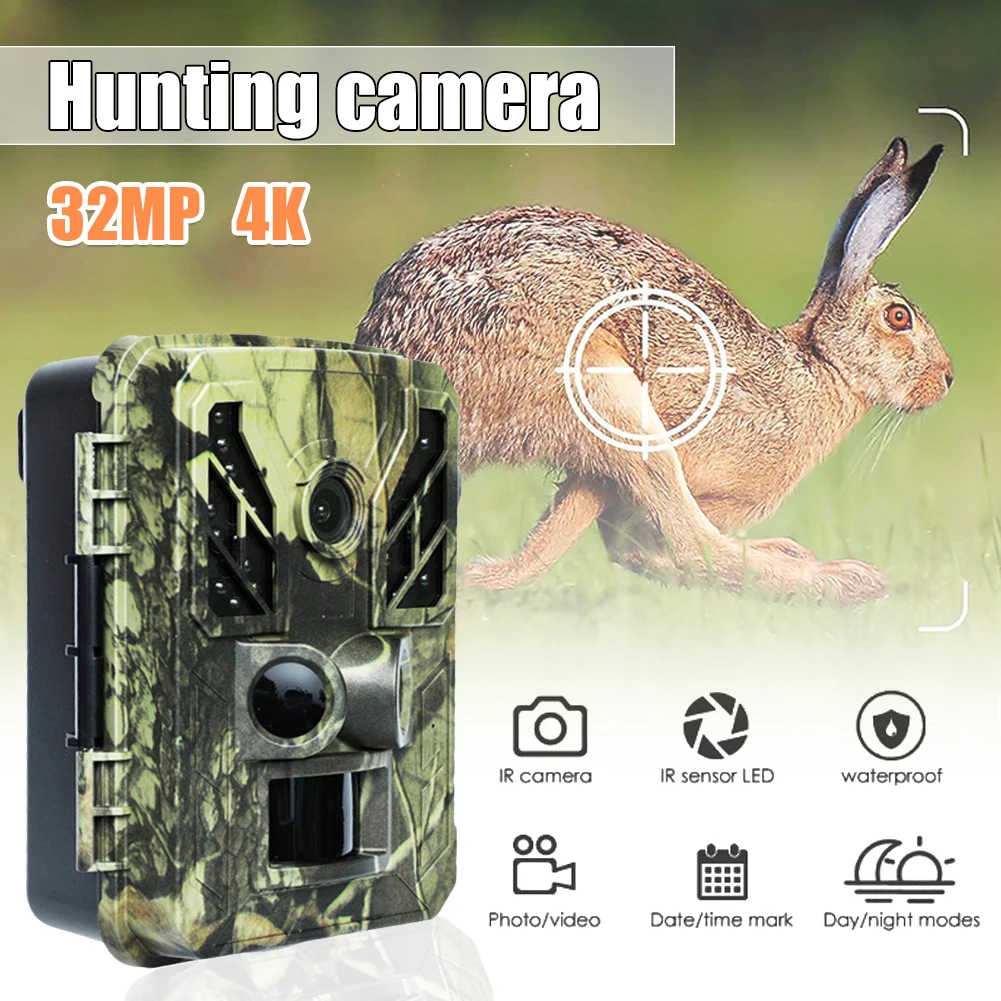 Outdoor Mini Trail Camera 4K HD 32MP Infrared Hunting Camera With Night Vision Motion Activated Wildlife Scouting Camera