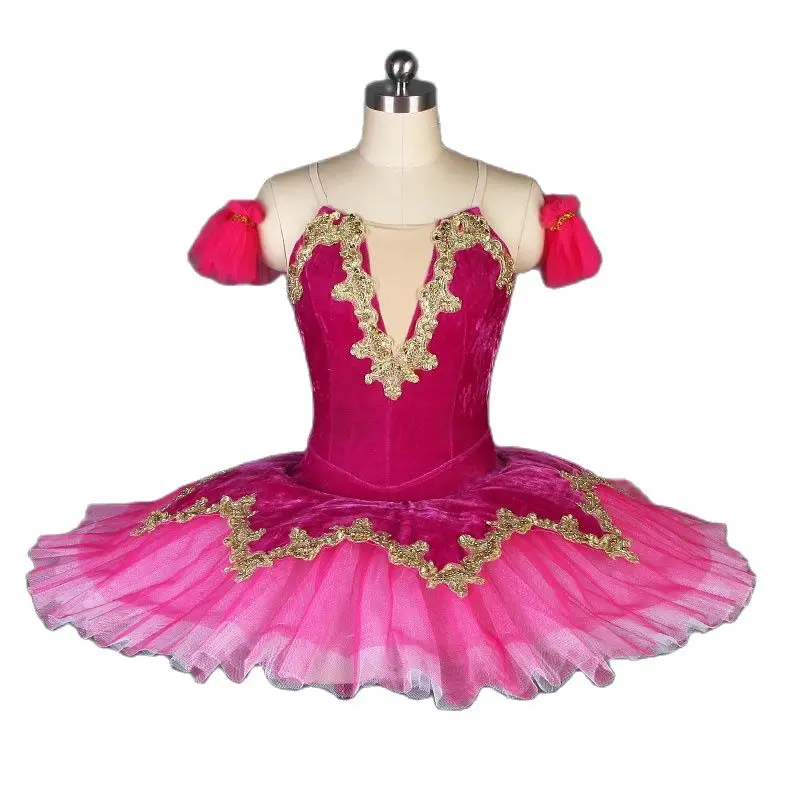 BLL074 розово-красный бархатный топ лиф предпрофессиональная балетная пачка для