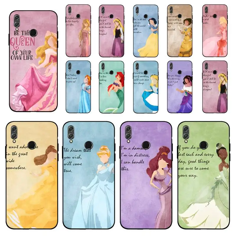 

Disney Princess Bell Ariel Character Painting Phone Case for Huawei Honor 10 i 8X C 5A 20 9 10 30 lite pro Voew 10 20 V30