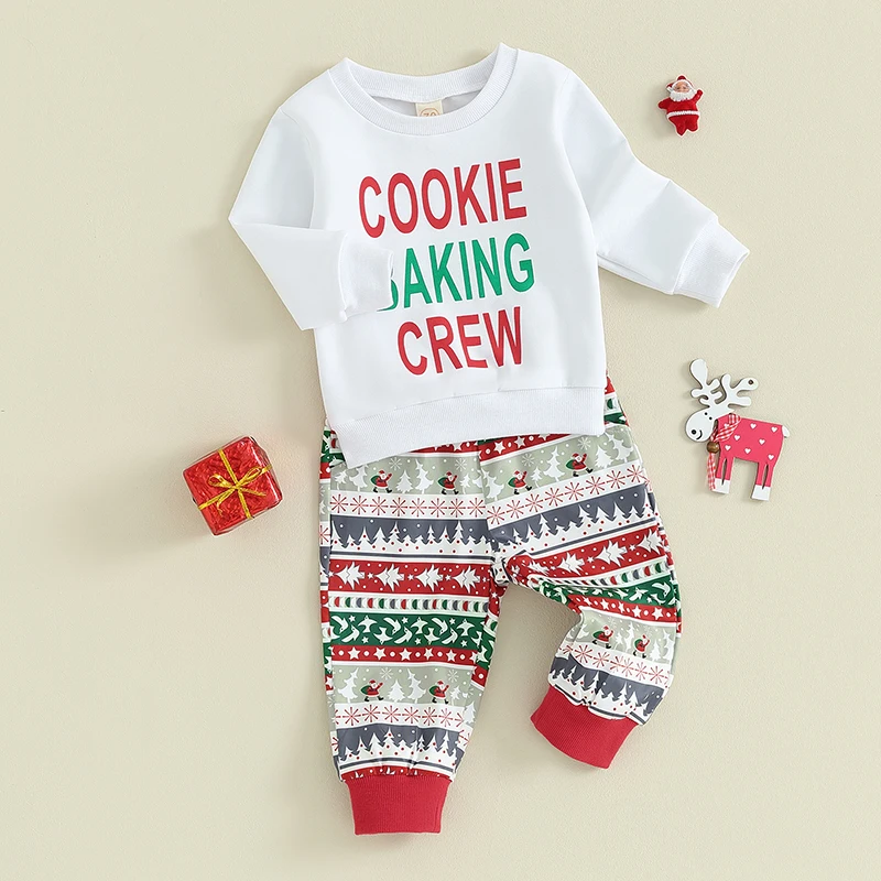 

Madjtlqy Toddler Baby Boy Christmas Outfits Letter Print Long Sleeve Sweatshirt Elastic Pants Baby Christmas Clothes