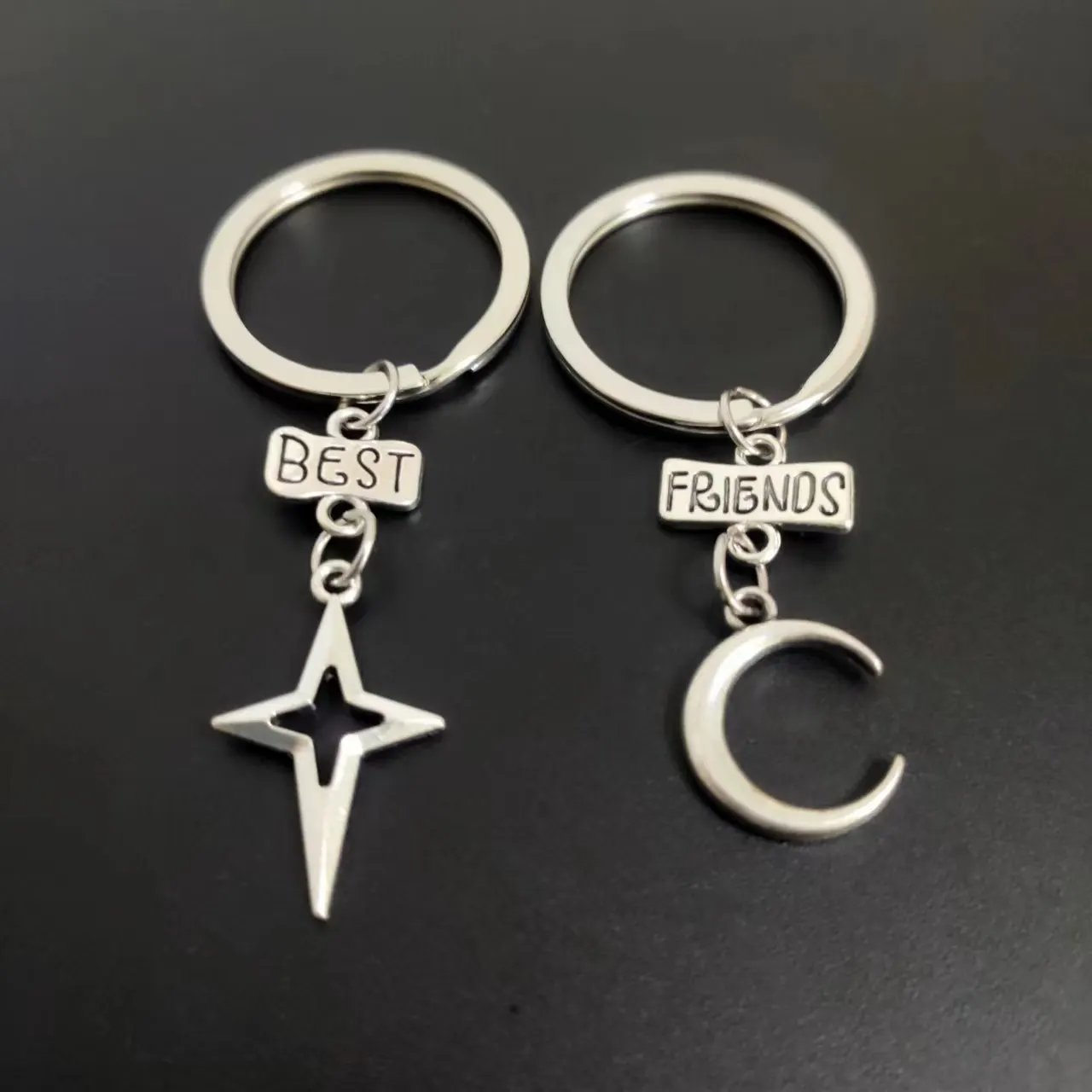 

Moon Star Best Friends Key Chains, keyring,Silver Color, Women Jewelry Man Accessory Pendant Fashion Gift