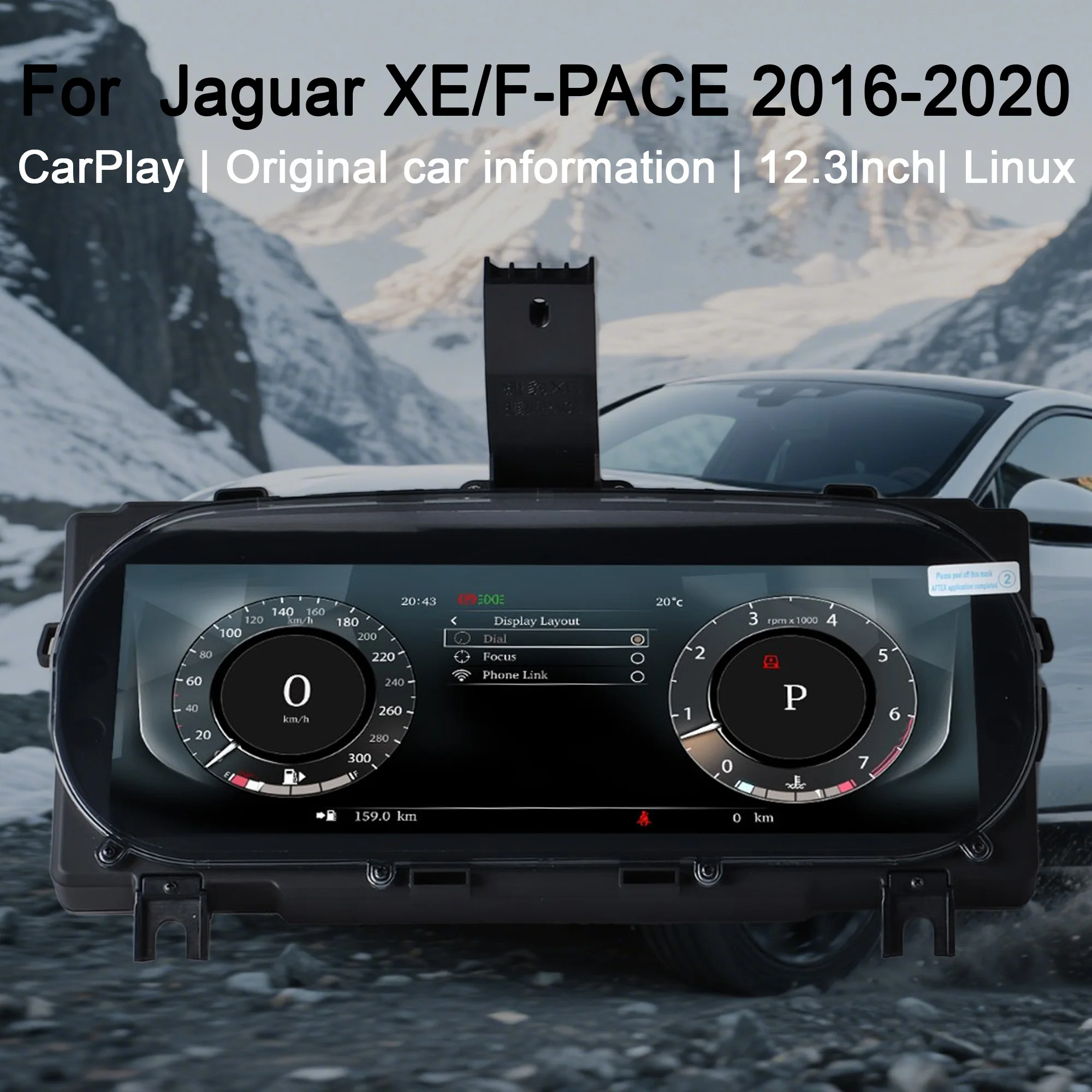 

Цифровая приборная панель для Jaguar XE/F-PACE 2016-2020, спидометр, приборная панель, 12,3-дюймовый полный ЖК-дисплей CarPlay