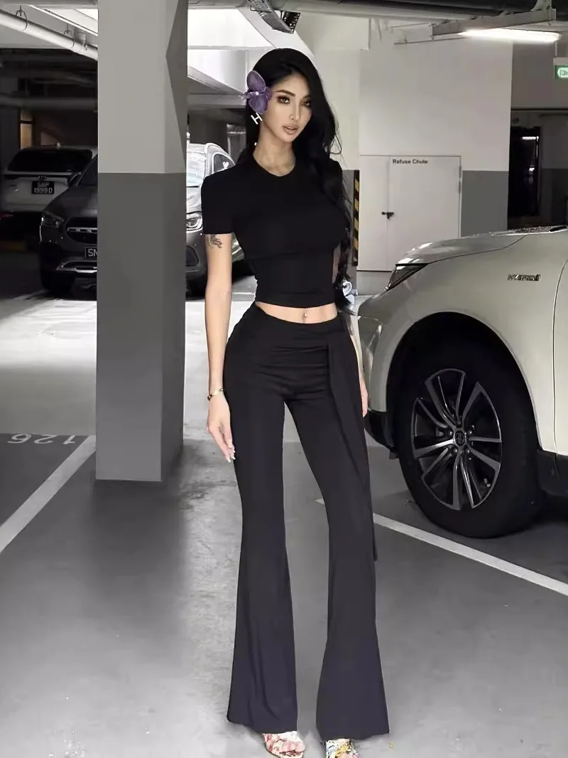 Женский спортивный костюм для отдыха футболка с коротким рукавом и круглым