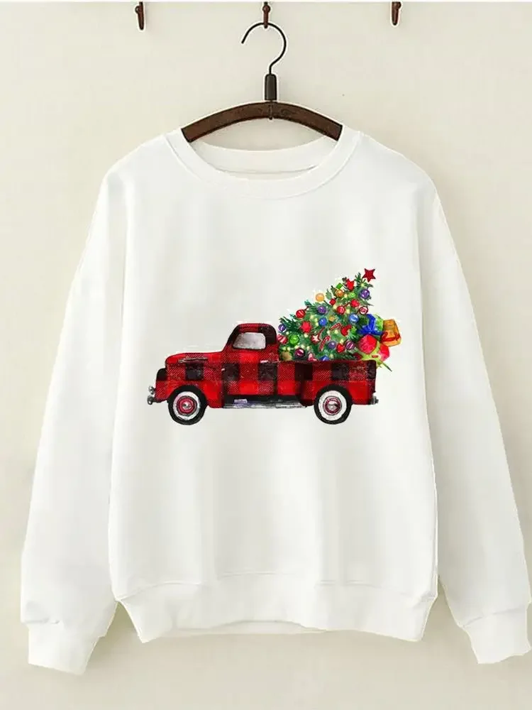 

Милые свитшоты с рисунком дерева, Рождественская модная одежда, новогодняя Повседневная Женская одежда с принтом, пуловеры