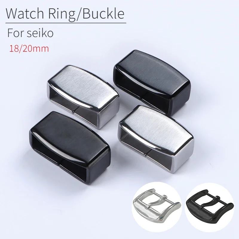 

316L Stainless Steel Ring Buckle Clasp Pin Buckle for Men Watch Clasp Loop Rings Watch Band Accessories 18mm 20mm