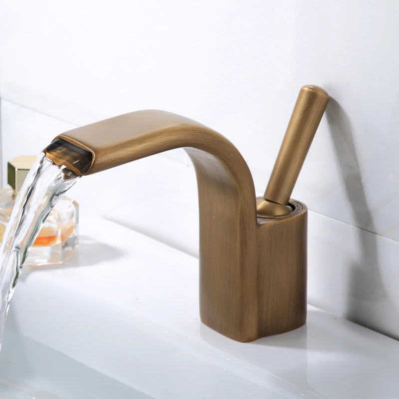 

Bathroom Basin Faucet Chrome Gold Black Brass Waterfall Faucets Deck Mounted Cold and Hot Mixer Sink Tap Toilet Lavotory Faucets