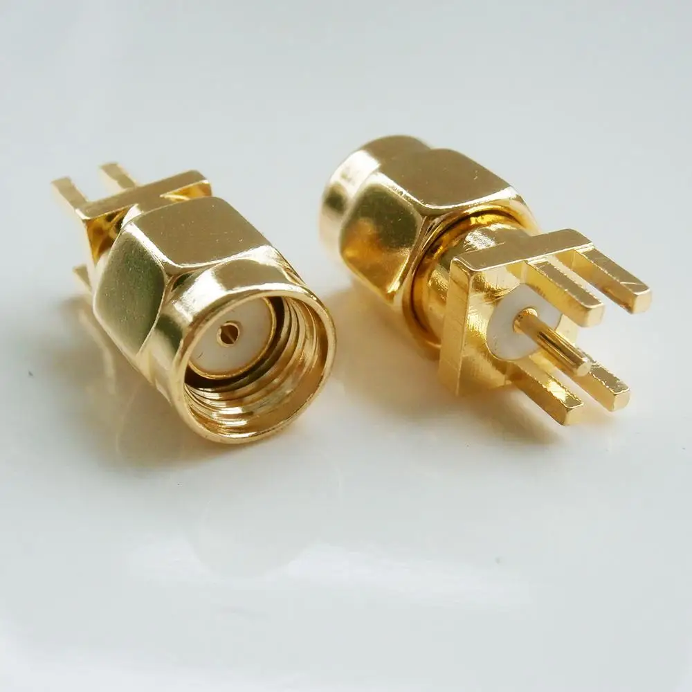 

1X Pcs RPSMA RP SMA RP-SMA Male jack Center Solder PCB clip edge mount Askew Brass Straight Coaxial RF Adapters