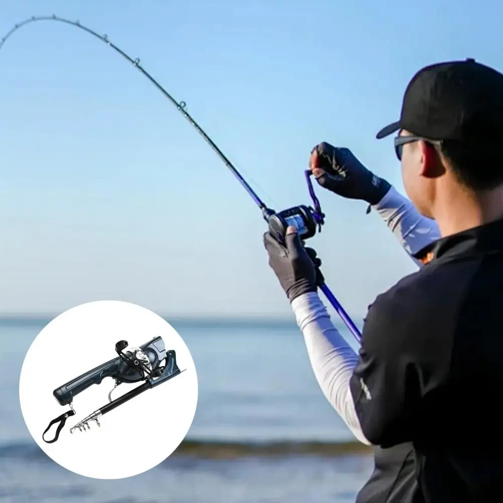 Складная удочка портативная телескопическая с катушкой для спиннинга