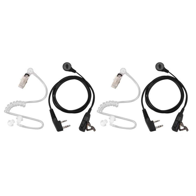 

2X 2 Pin PTT MIC Headset Covert Acoustic Tube In-Ear Earpiece For Kenwood TYT Baofeng UV-5R BF-888S CB Radio Accessories