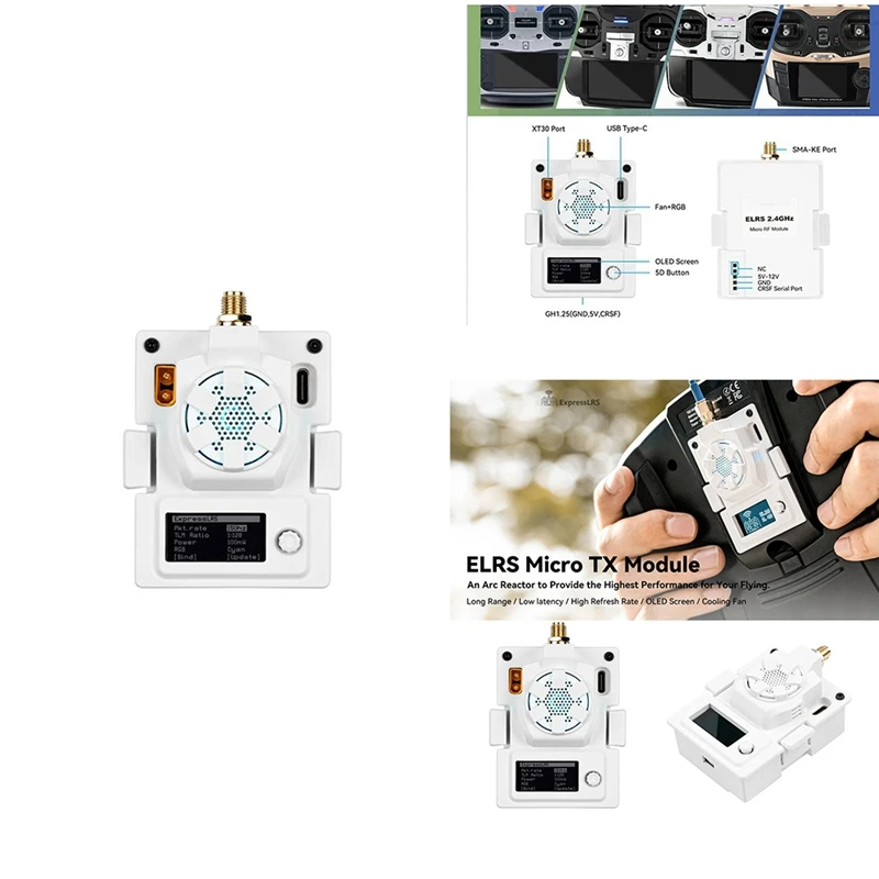 

Экспрессор ELRS Micro-Type RF TX модуль ELRS с Wifi OLED-экраном для BETAFPV TX16S , ELRS Micro