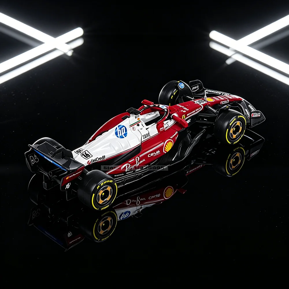 Фото Bburago 1:43 F1 Scuderia Ferrari HP SF25 Монца # 16 Шарль Леклерк # Коллекционная модель автомобиля Lewis Hamilton из сплава, литая под давлением, 44 см №4