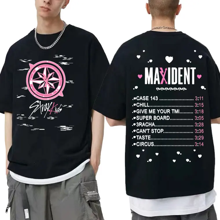 

Limited Edition Kpop Korean Fashion Stray Kids Maxident T Shirts Male Vintage Streetwear Men's Tshirt Men Casual Cotton T-shirt