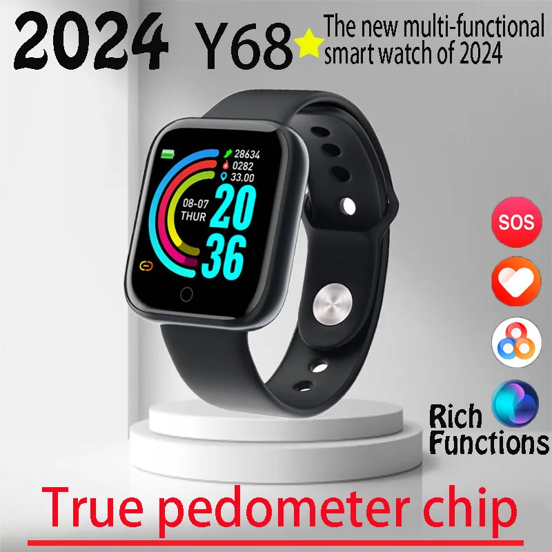 Смарт-часы Y68 для женщин с Bluetooth-сенсорным экраном и фитнес-трекером