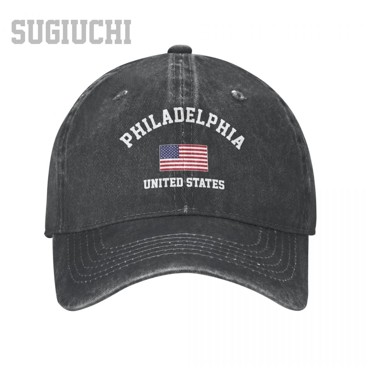 

Men Baseball Cap Philadelphia Of USA United States City Charcoal Washed Denim Vintage Cotton Dad Trucker Hat Unisex Adult