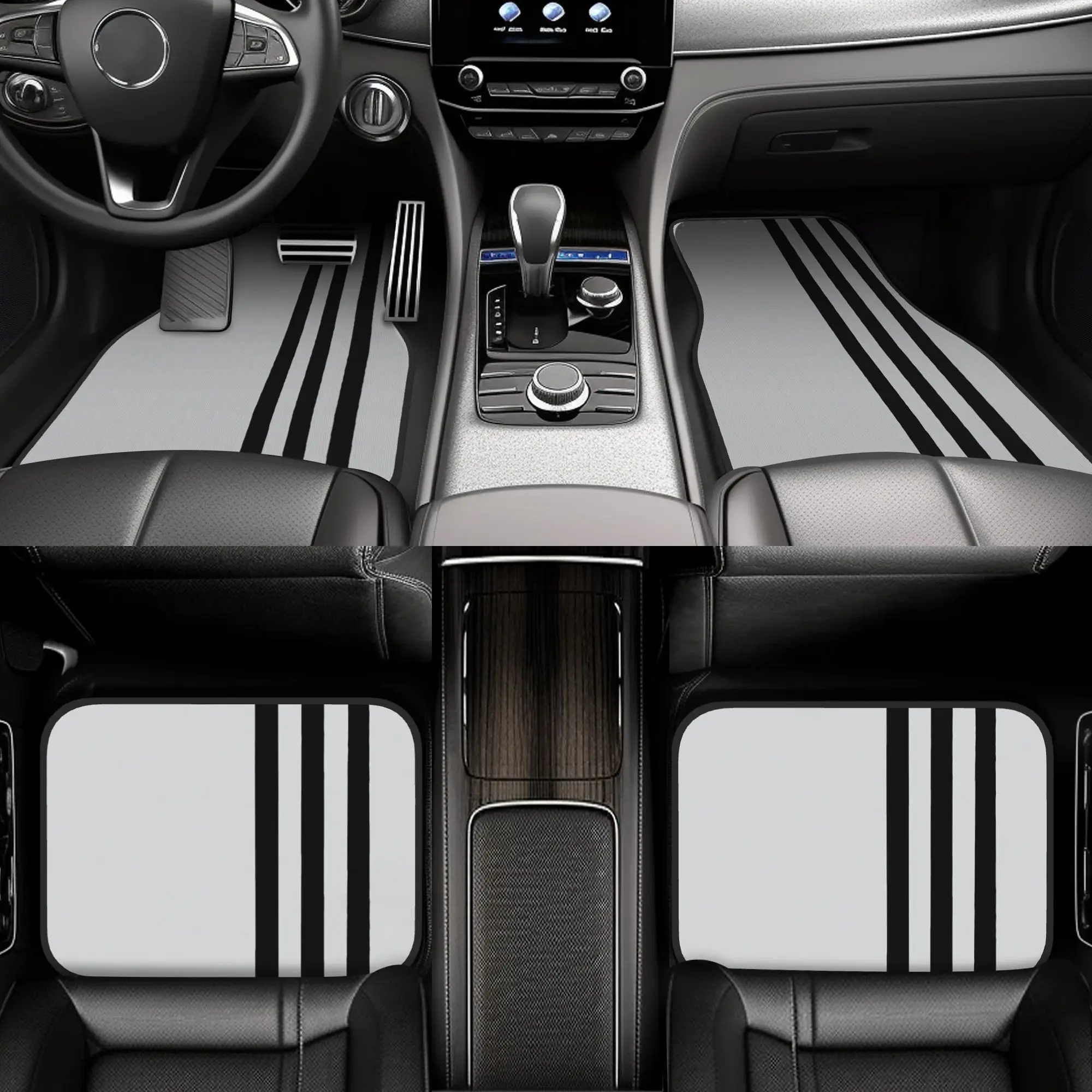 Фото Комплект из 4 автомобильных ковриков Zenta Stripe 04A, прочные, подходят для автомобилей, идеальный подарок, коврики для салона, забавные дизайны, на Хэллоуин и Рождество №2