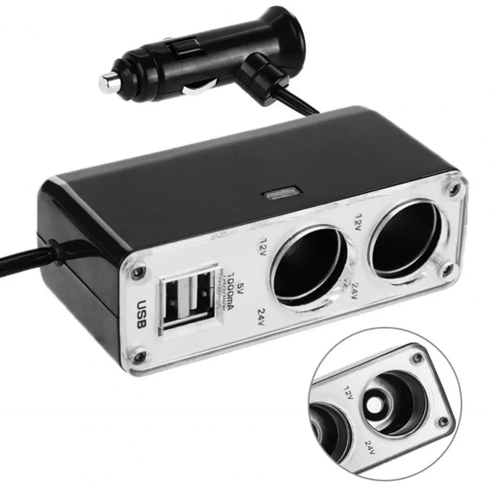 

12/24V Car 3.1A Dual USB+Cigarette Lighter Socket Charger Intelligently Identify Device With Over-load Over Current Protection