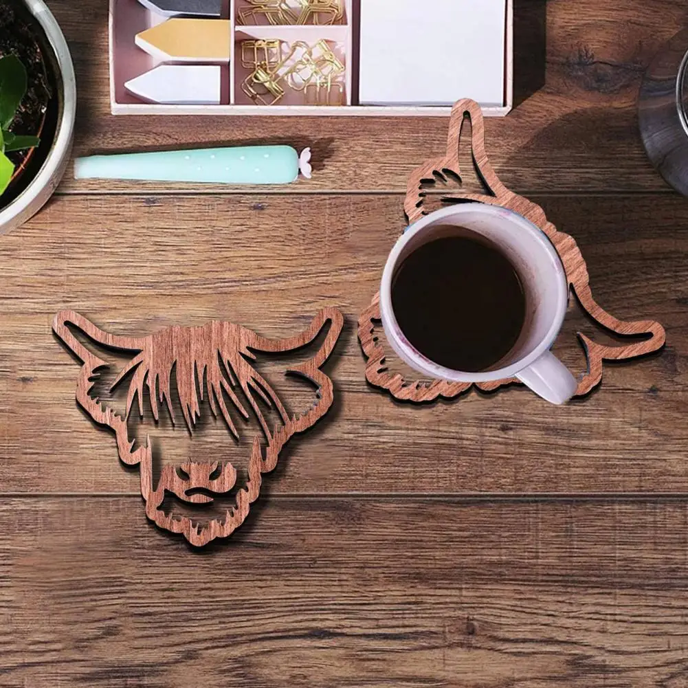 

Modern Cup Coaster Heat-Insulated Anti-scalding Cow Head Shape Wooden Tableware Mat Decoration Home Decor Dinner Mat Bowl Pad