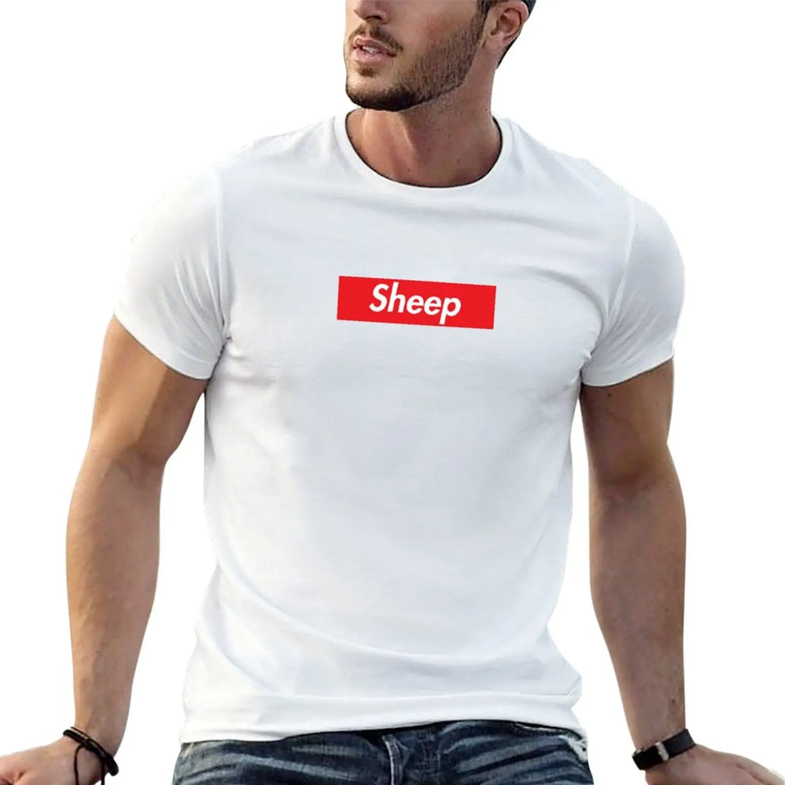 Фото Футболка idubbbz sheep merch, мужская однотонная футболка с графическим рисунком, мужские футболки в стиле аниме, футболка для мужчин №1