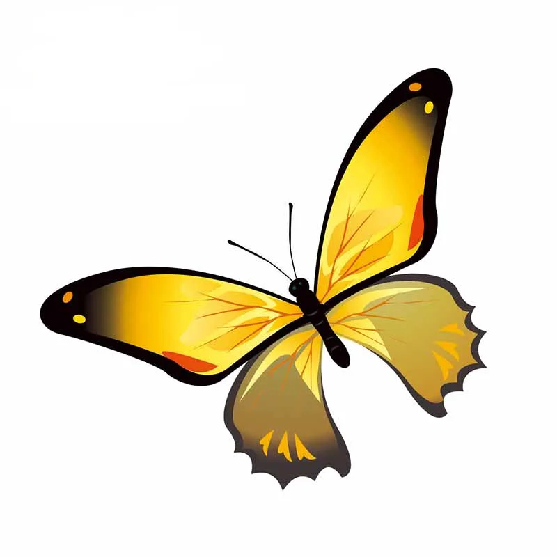 

LLY-2395 Creativity Pretty Yellow Butterfly Personality Car Stickers PVC Hot Selling Auto Window Bumper Waterproof Decals Decor
