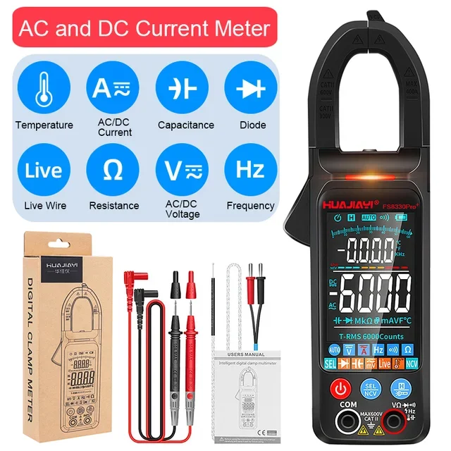 

QHTITEC Цифровые клещи JCD FS8330PRO+ 6000 отсчетов 400А