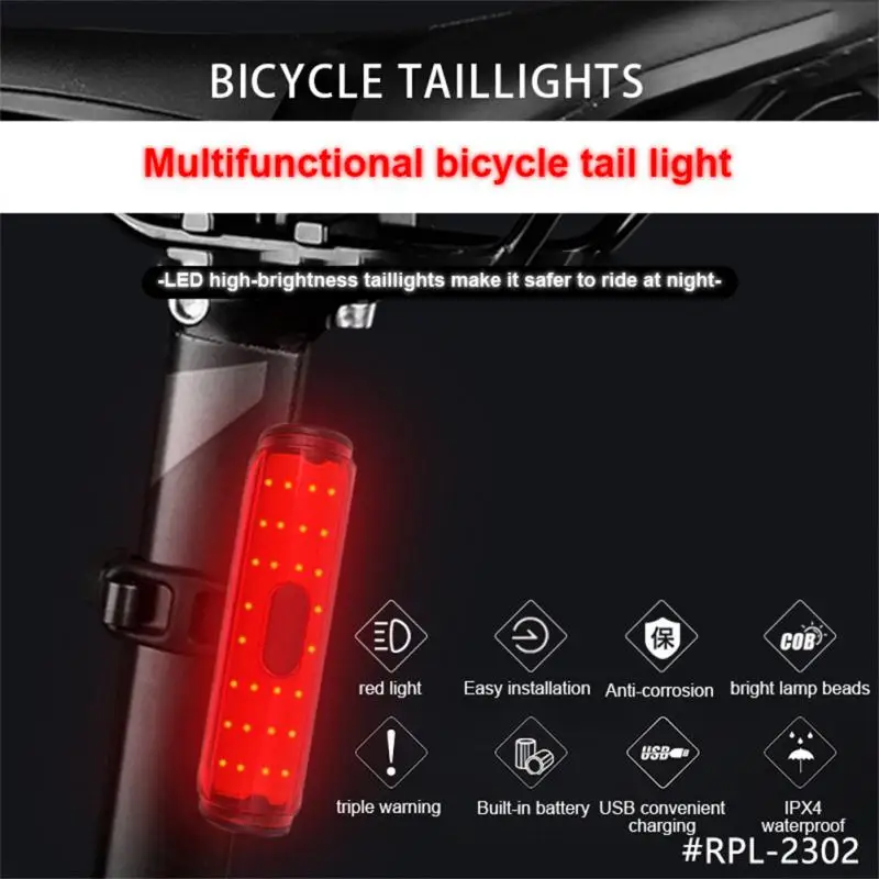 

Bicycle Light Tram Front Light 3 Mode USB Charging Night Riding MTB Warning Tail Light Saddle Rear Light Bicycle Accessories