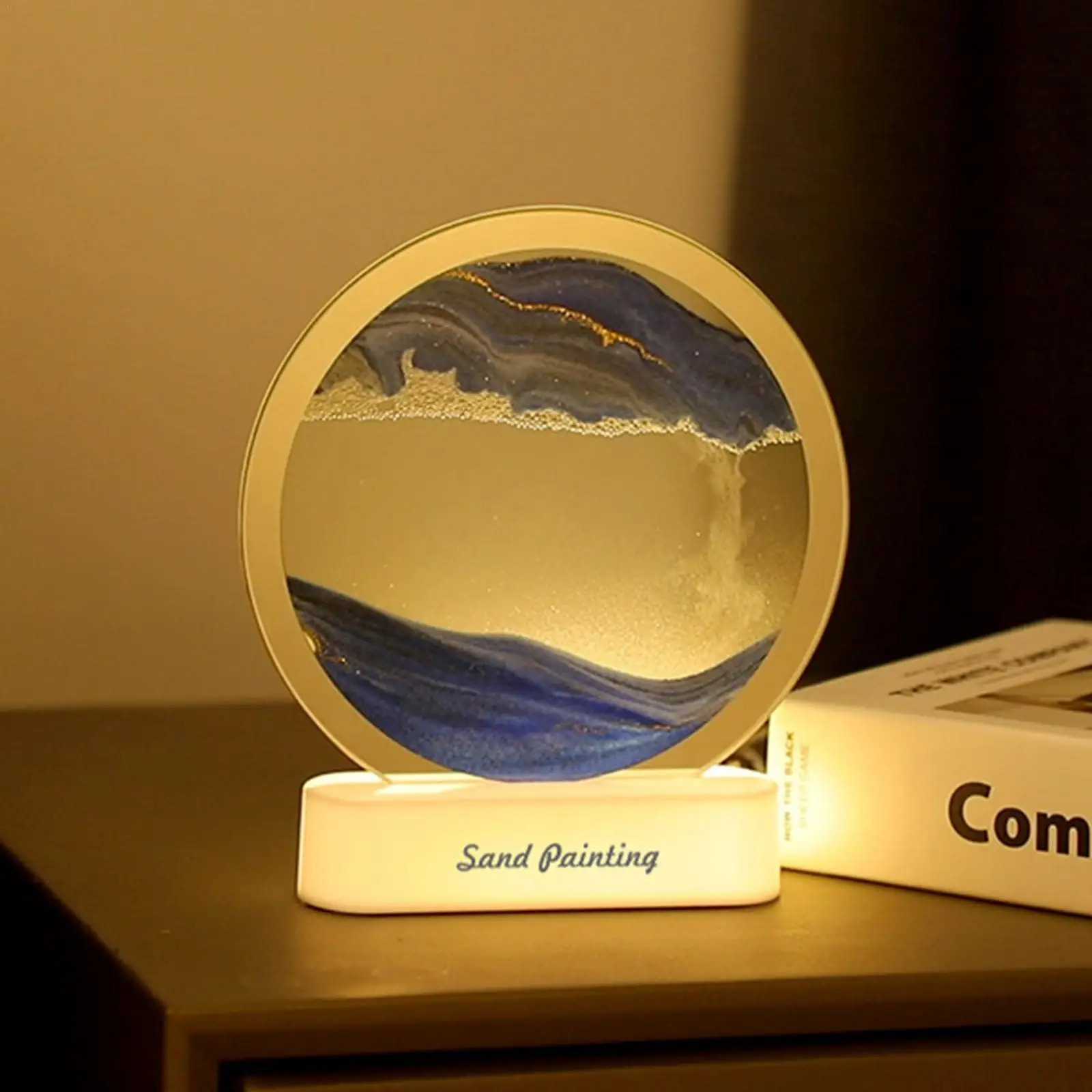 

Quicksand Table Lamp USB Moving Sand Painting Night Lamps 3D Art Office Bedside Landscape Home Light Sand Decor Gifts U8O2