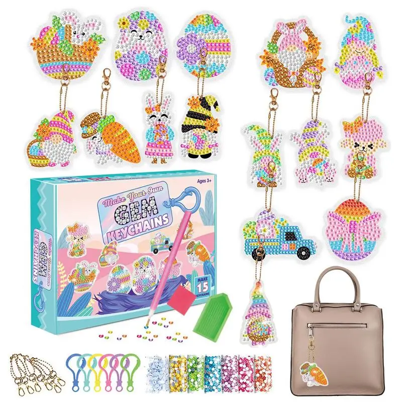 

Набор брелоков с алмазным рисунком, 5D брелоки с драгоценным камнем для взрослых, пасхальные наборы с алмазным рисунком в горошек и драгоценными камнями для детей на день рождения