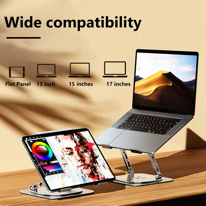 

Foldable Mobile Phone Holder Adjustable Aluminum Laptop Tablet Bracket 360 Degree Rotating Tablet Riser Anti Slip Tablet Holder