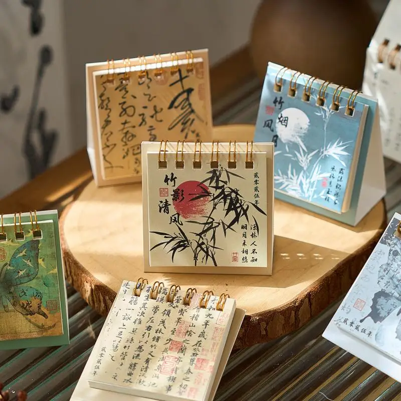 Китайский ретро мини-настольный календарь 2024 2025 Маленький настольный для