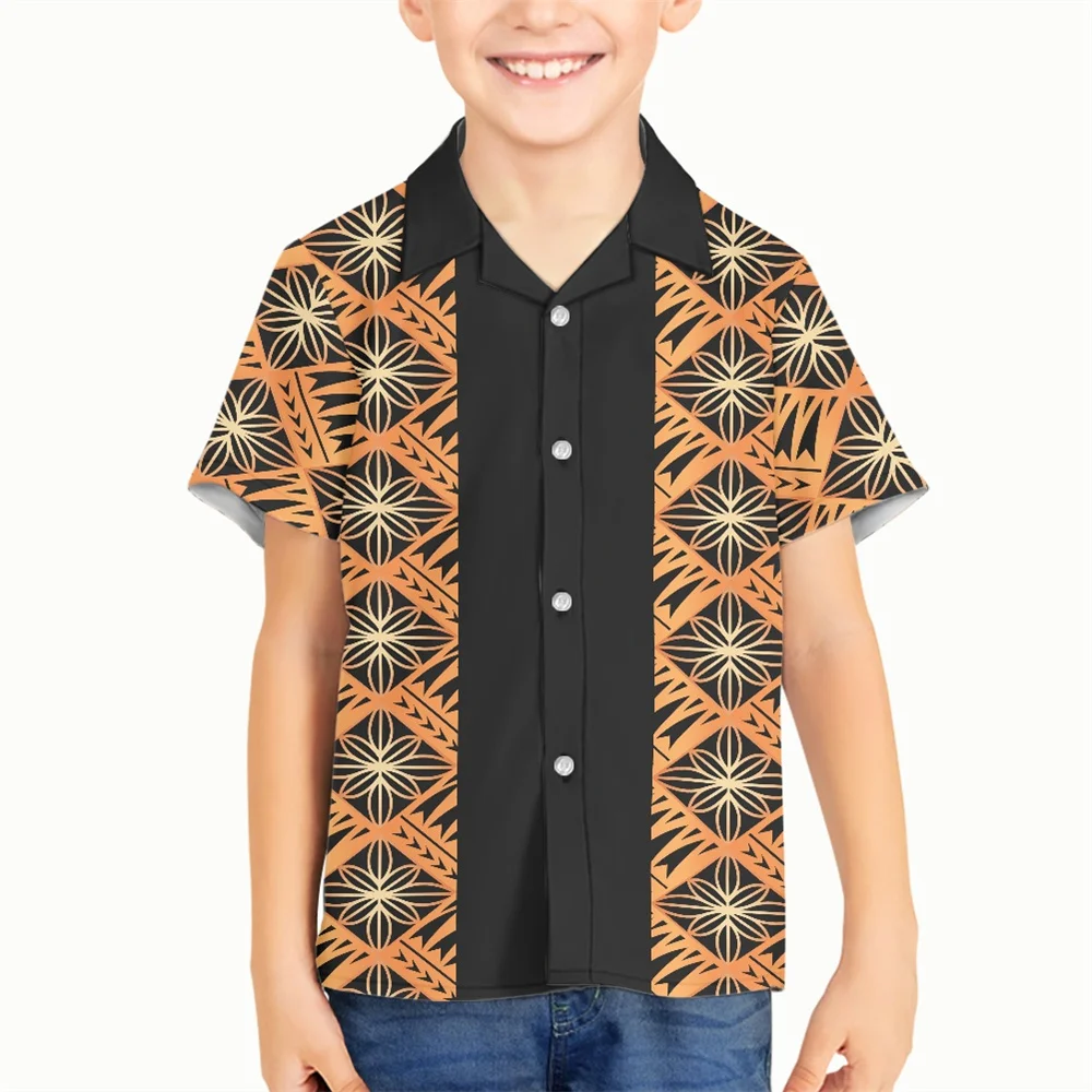 

Полинезийская этническая одежда, Самоа, крутая футболка с цветочным принтом, Детская футболка с принтом для молодежи, Повседневная рубашка на пуговицах с коротким рукавом