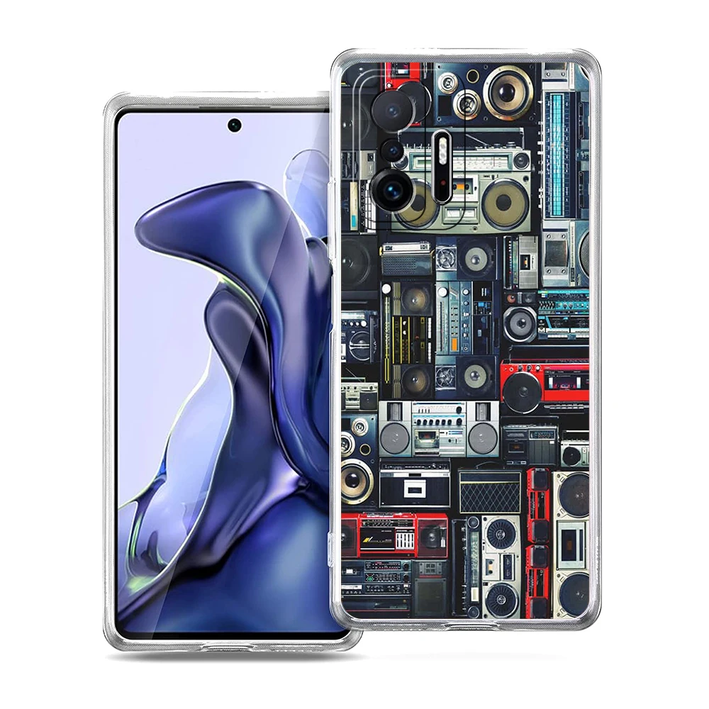 Фото Прозрачный чехол для телефона Xiaomi Mi 14 13 12 11 Ultra 13T 12T 11T Poco X3 NFC F3 F6 Pro 5G Мягкий ТПУ Ретро Радио Графический узор №5