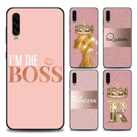phone case for samsung a10 a20 a30 a30s a40 a50 a60 a70 a80 a90 5g a7 a8 2018 silicone cover gold crown queen princess rose pink
