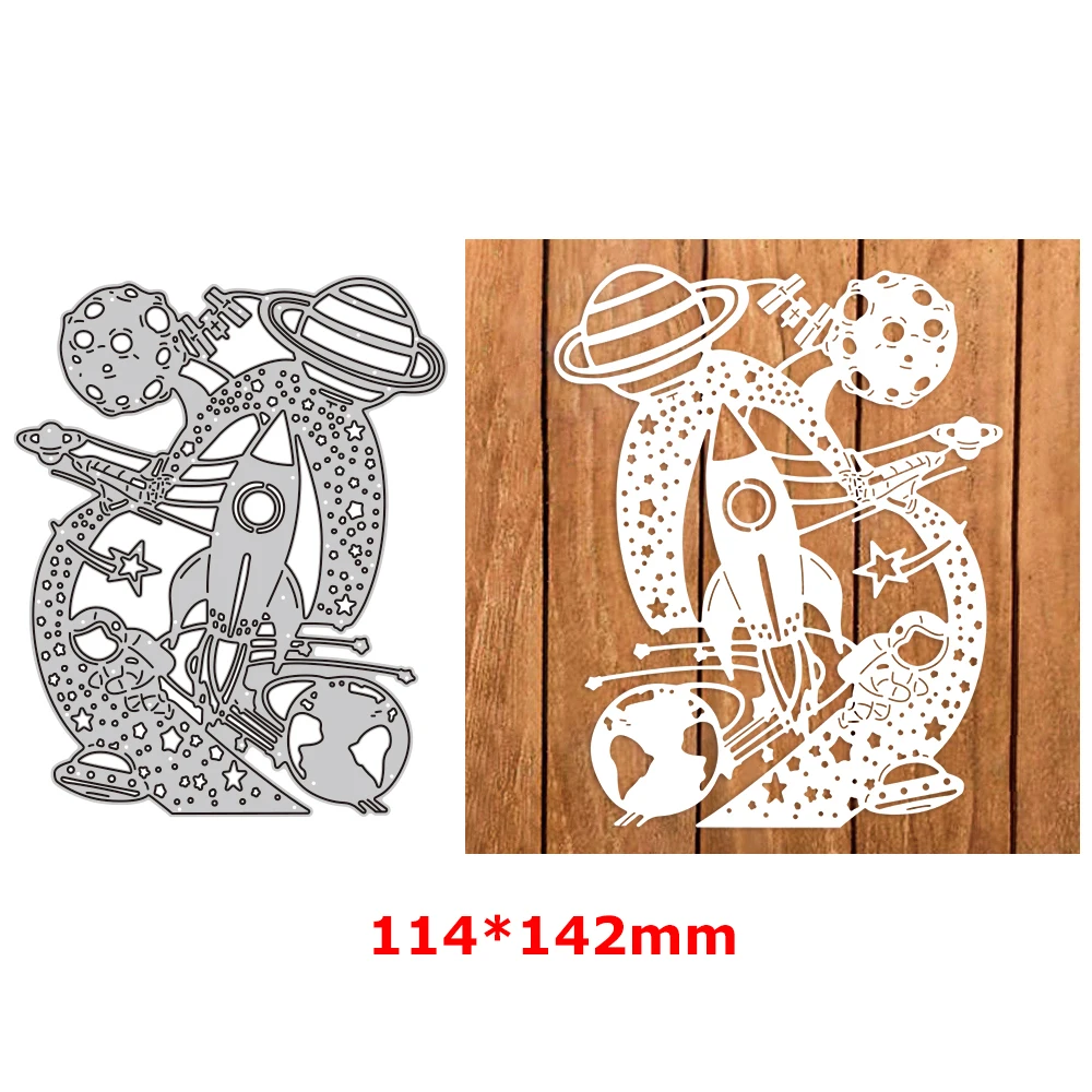

Stacked Spaceship Stars Metal Cutting Dies Set Astronaut Aviation Element Dies for DIY Scrapbooking Paper Decorative Craft 2023