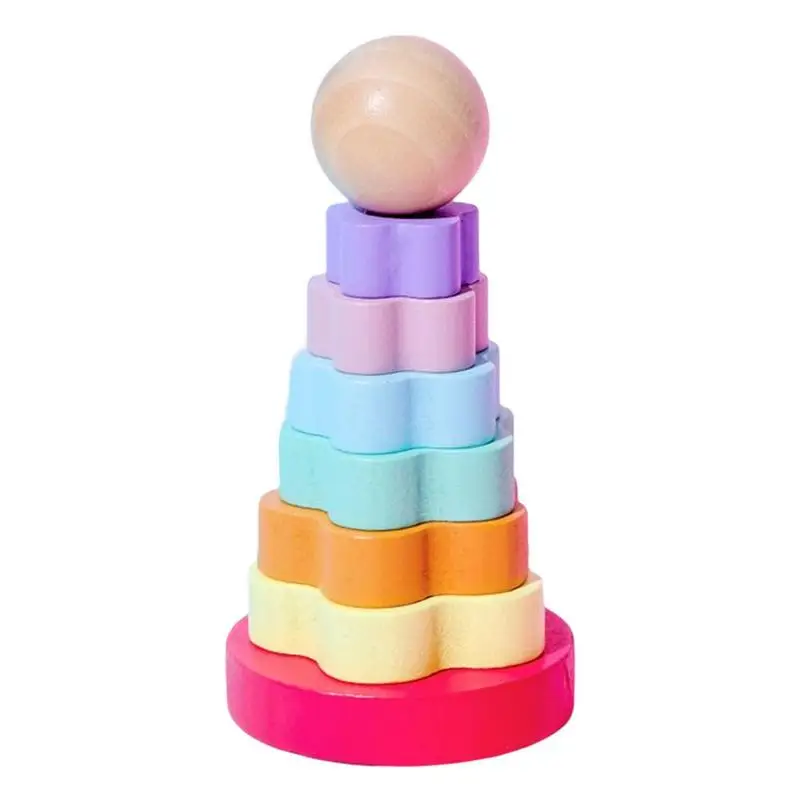 

Wooden Stacking Toys Flower Shape Educational Toy Toddlers Sensory Educational Montessori Baby Blocks Developmental Learning