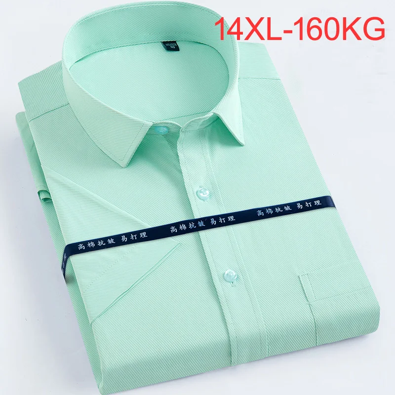 

size Large 7XL 8XL 9XL Summer and Spring men's 10XL 11XL 12XL 13XL 14XL 160 kg Short-sleeved lapel business classic white shirt