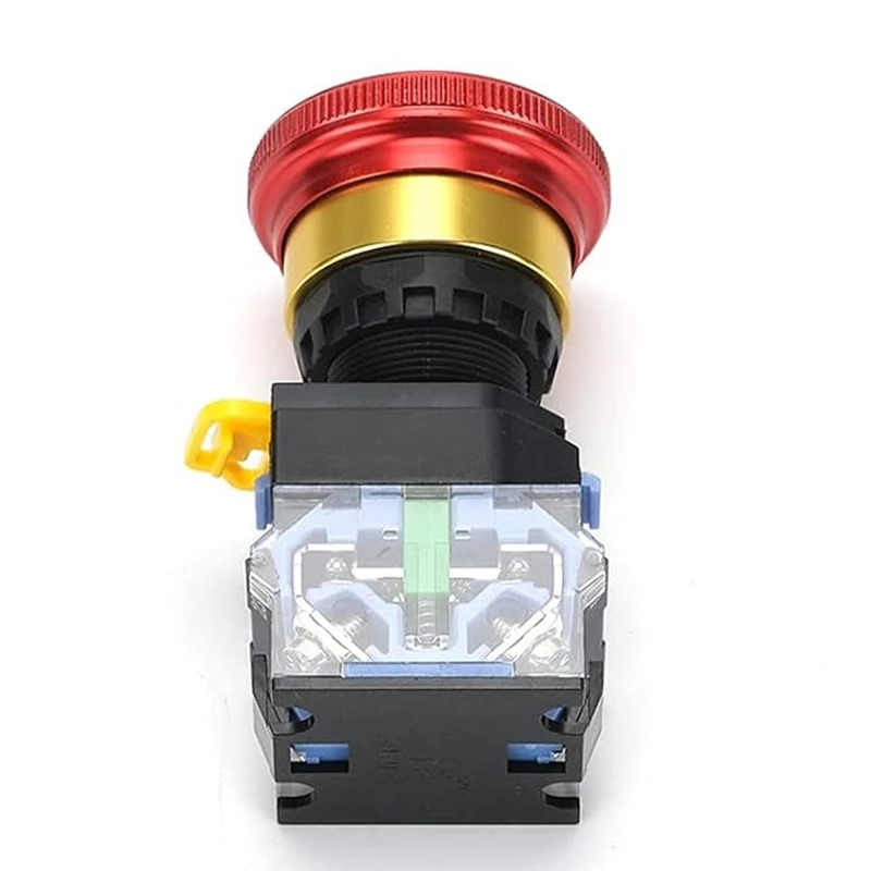 Emergency Stop Button 10A 22Mm Latching Push Switch Aluminum Alloy Round 1NO 1NC 440V