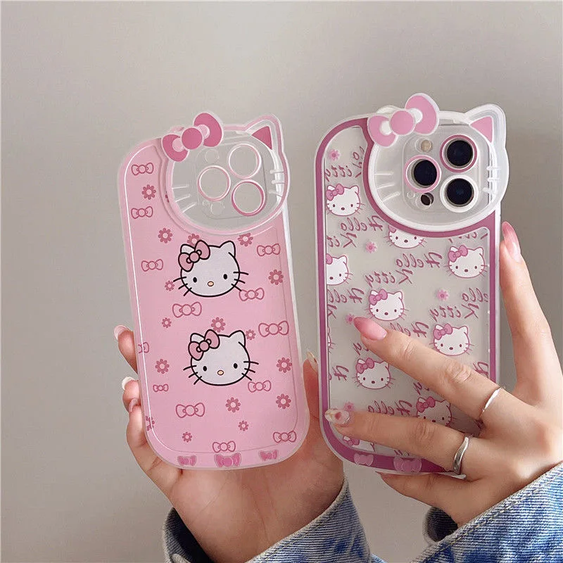 

Sanrio Hello Kitty мультфильм креативные линзы Леди Девушка Чехлы для телефона для iPhone 13 12 11 Pro Max XR XS MAX X противоударный мягкий чехол из ТПУ