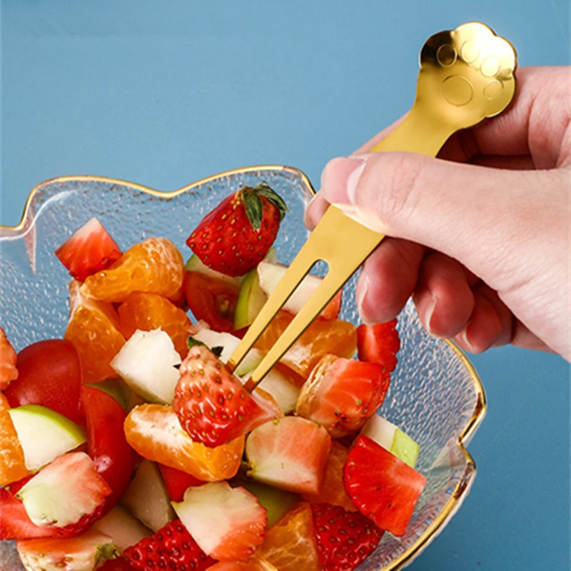 

Stainless Steel Cat Claw Fruit Fork Creative Cartoon Forks Thickened Material Dessert Fork for Kid Kitchen Utensils Accessories