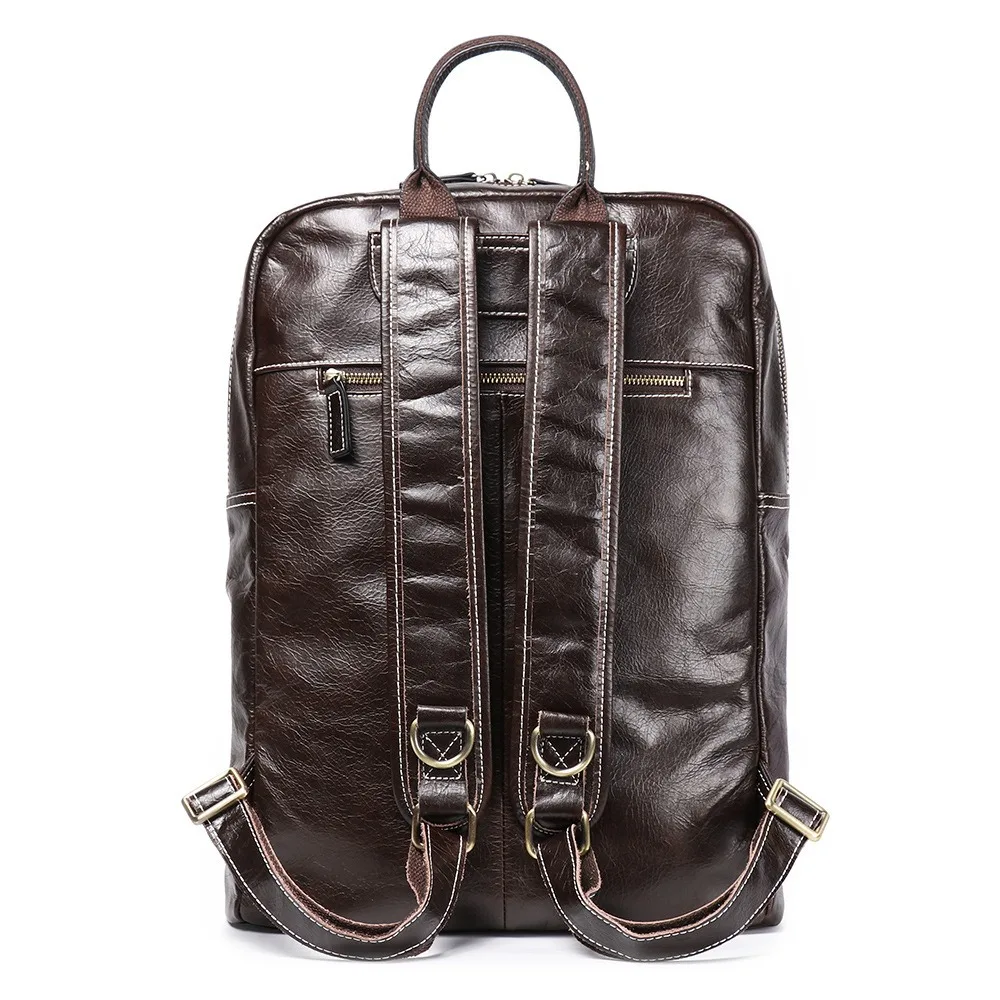 Новинка 2024 высококачественный рюкзак A4 из черной кофейной воловьей кожи с