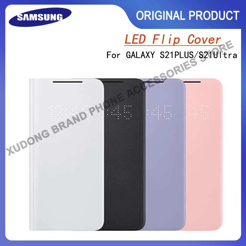 Original Samsung S21 ultra LED Smart View Flip Phone Cover For Galaxy S21/S21 PLUS 5G Auto Sleep Leather Wallet Flip Cover Case