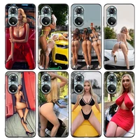 cars and sexy models phone case for honor x8 60 8x 9x 50 30i 21i 20 9a play nova 8i 9 se y60 magic4 pro lite silicone case