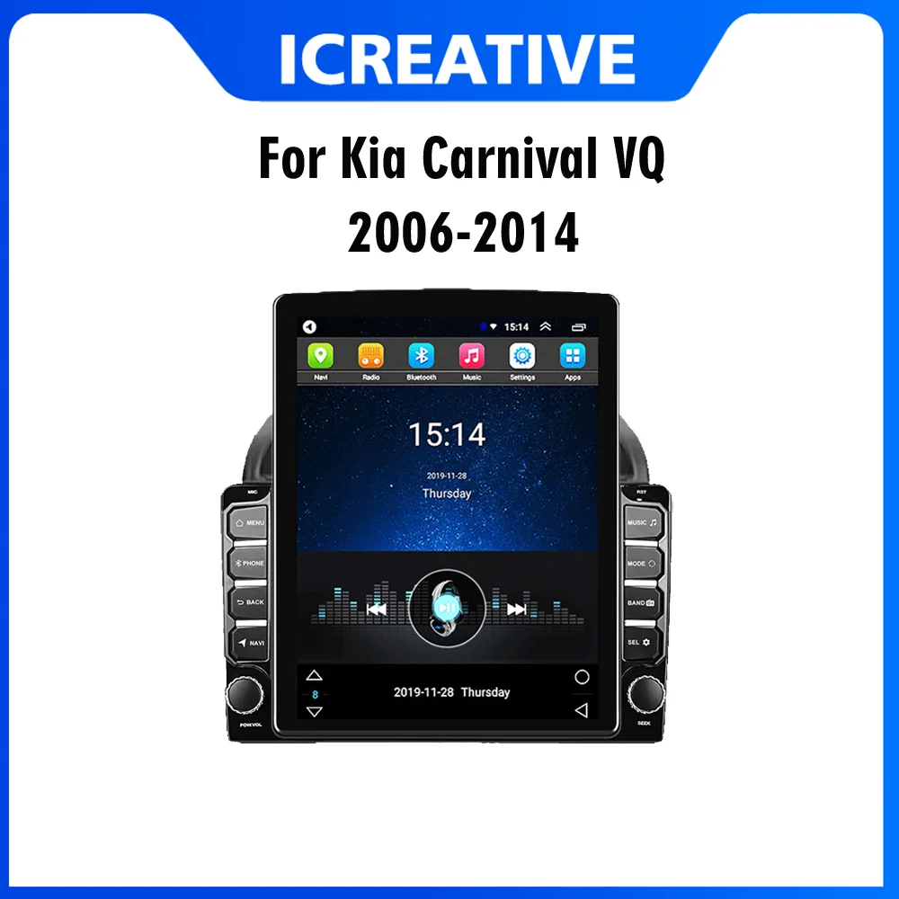 

CarPlay Автомагнитола Магнитола Автомобильный мультимедийный плеер, для Kia Carnival VQ 2006-2014, 2 Din, экран 9,7 дюйма Tesla, GPS-навигатор, Android, Авторадио, стер...