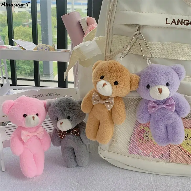 

1Pc Cartoon Bowtie Bear Doll Keychains Women Cute Plush Bear Keyring For Girls Gifts Creative Car Keychains