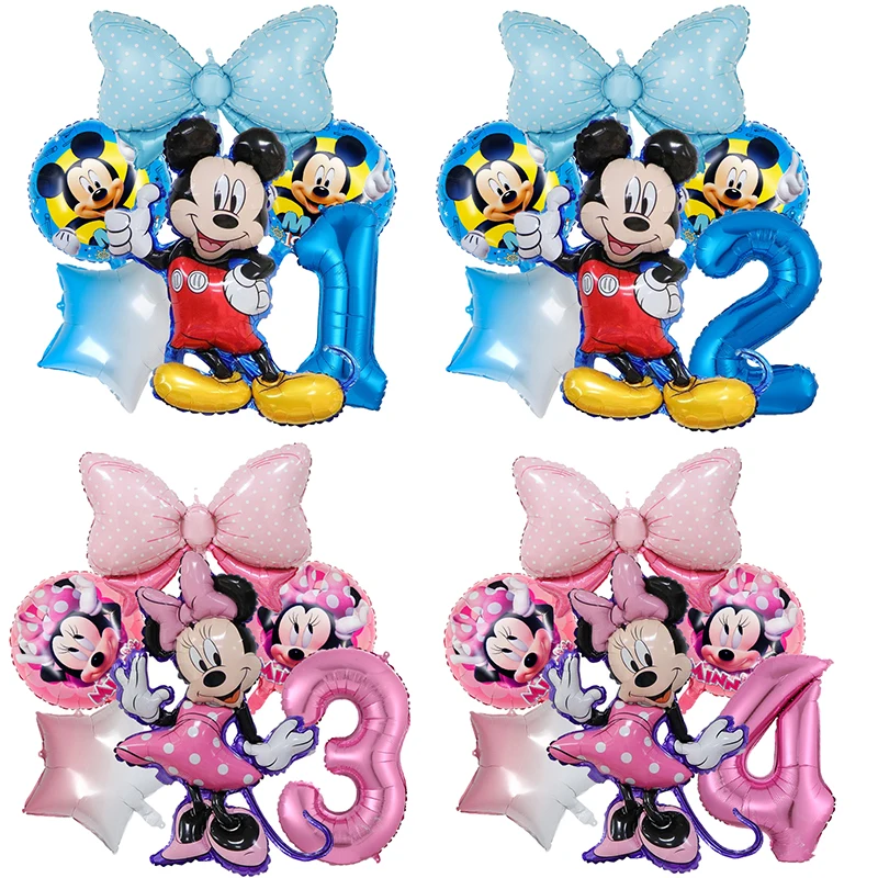 1set Disney Mickey Minnie Mouse Boys Girl Birthday Party Decor Kids Toys Ballon 1 2 3 4 5 6 7st Baby Shower Supplies Air Globos