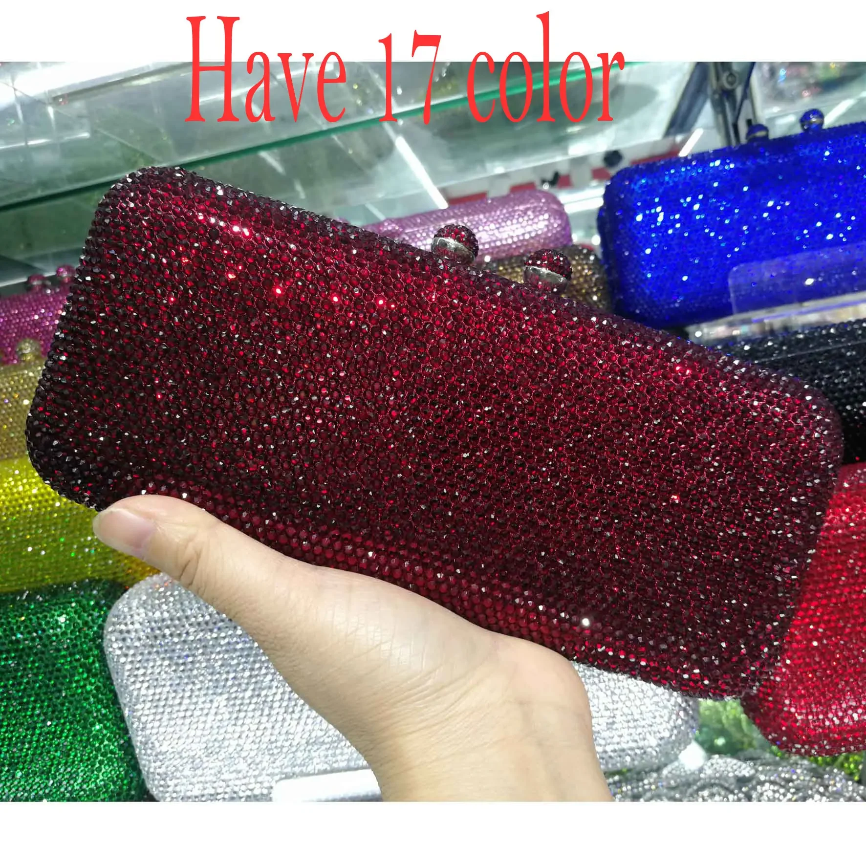 

Bridal Wedding Bag Wine Purse Handbag Chain Crystal Clutches Prom Shoulder Rhinestones Dinner Women Clutch Cheaper Party Evening