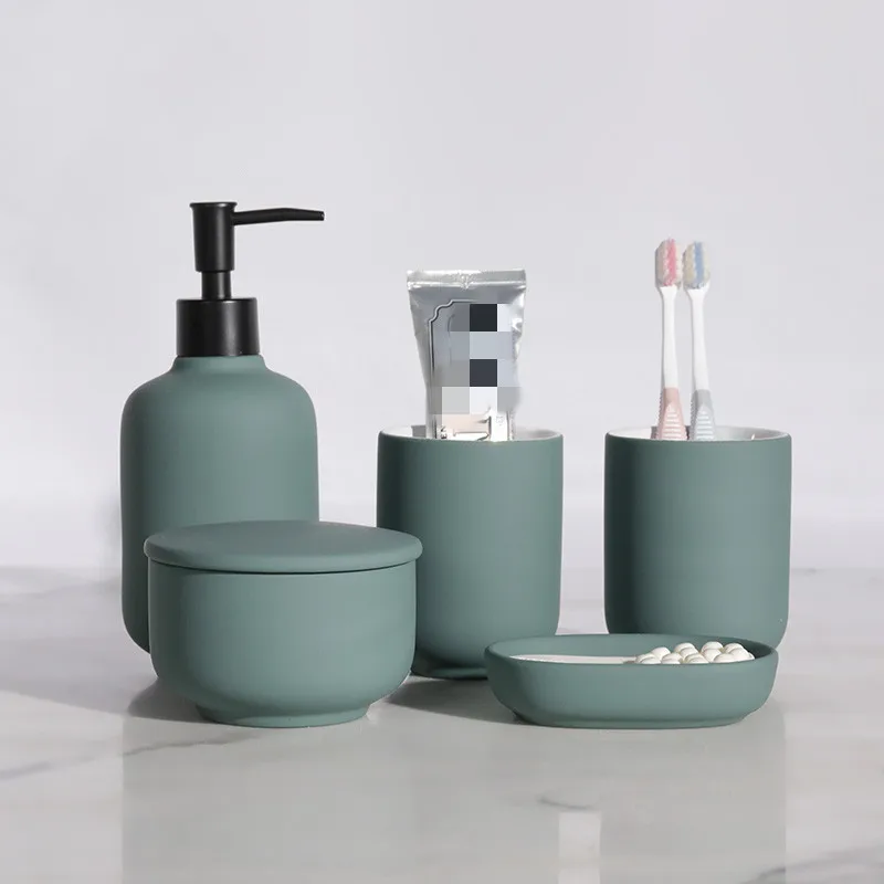 

Bathroom Accessories Set Ceramic Toothpaste Dispenser Soap Container Toothbrush Holder Bathroom Cup Soap Dish Storage Tank