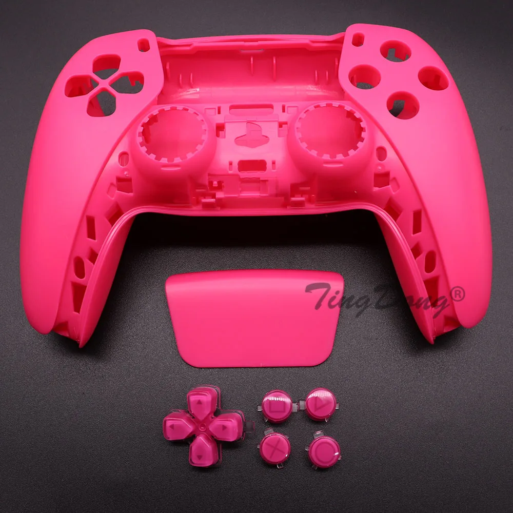 Shell Housing Front + Back Cover Case Skin With Plastic Crystal Buttons ABXY D Pad Driection Key Kit For PS5 Gamepad Controle images - 6