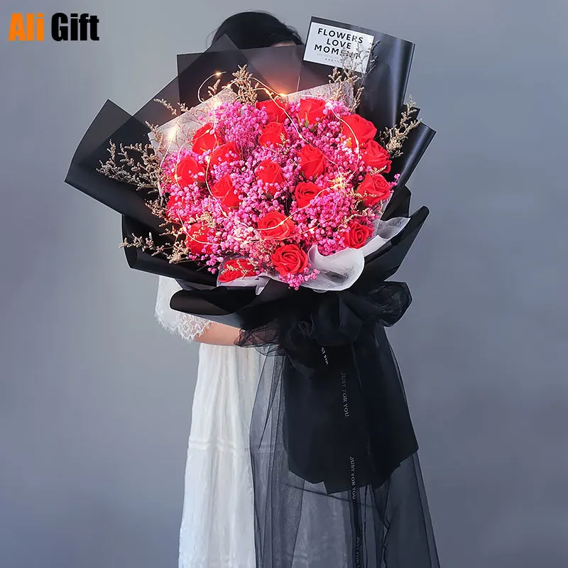 Super Large Bouquet of Star Dried Flowers Christmas Bouquet of Roses Immortal FlowersIns Birthday Gift for Girlfriends Rose