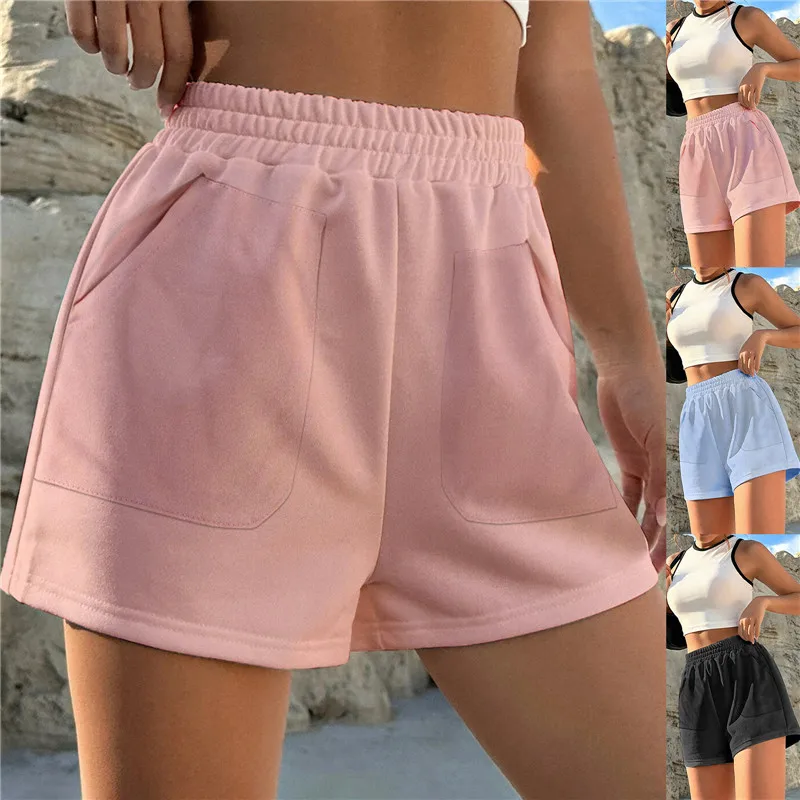2023 Summer Women's Shorts High Waist Casual Sports Shorts Loose Homewear Bottoms Elastic Hot Pants Solid Wide Leg Sweat Short